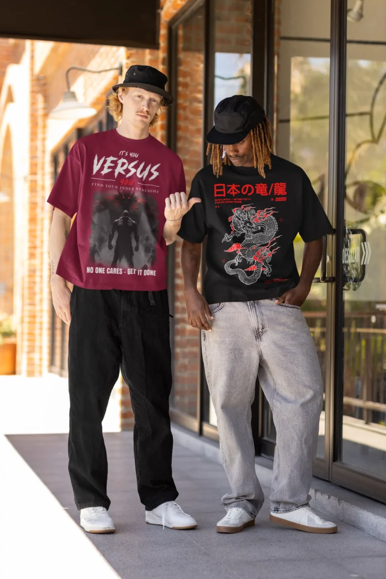 hip-hop-inspired-mockup-of-two-friends-wearing-matching-crewneck-t-shirts-m39248